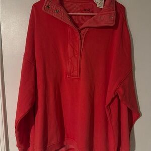 Aerie Vibrant Red Quarter-Zip Pullover